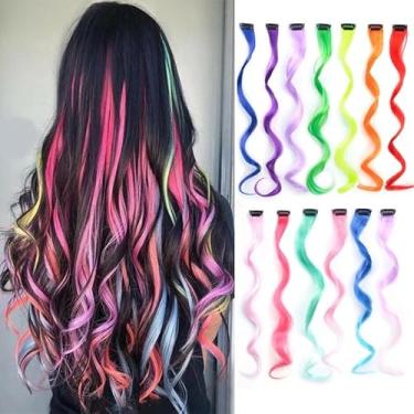 Imagem de Kit Apliques de Cabelo Ondulados com Mechas Coloridas e Clip Tic Tac - Transformação de Visual Instantânea