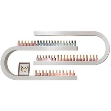 Imagem de Prateleira de parede de 2 camadas, suporte de exibição de frasco de esmalte de unha, suporte de armazenamento de perfume de óleo essencial em forma de U de ferro multifuncional organizador de pendurar