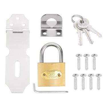 Imagem de PATIKIL 1 ferrolho de cadeado de aço inoxidável, ferrolho de trava de 4,3 polegadas, trava deslizante para porta, fecho de segurança com trava de cobre única e parafusos para armário, jardim, quintal