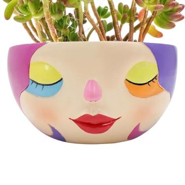 Imagem de Vaso de flores para plantas de interior, vaso de flores suculentas de resina, suporte floral moderno decorativo feminino para mesa, jardim, quarto, local de trabalho e mesa de casa