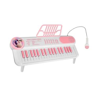 Imagem de predolo Teclado eletrônico de piano com microfone, 37 teclas, brinquedo musical, teclado de piano digital para crianças de 3 a 6 anos, presente de, Branco
