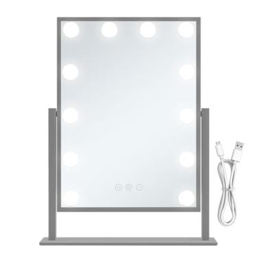 Imagem de Espelho De Maquiagem Com Luzes,Controlo Tátil de 3 Cores, Portátil e com Dimmer,Espelho De Maquiagem Para Mesa De Toucador Feminino | Para Mulheres E Raparigas Mãe Filha Casa De Banho Quarto