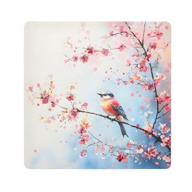 Imagem de SEHANY Saco de maquiagem de pano autoadesivo colorido flores primavera pássaro mágico protetor portátil para lente de câmera envoltório cosmético, bolsa de maquiagem aberta para mulheres, itens