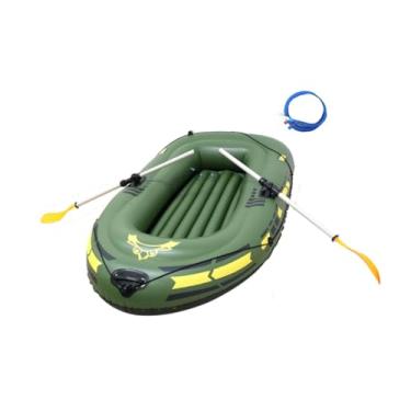 Imagem de Colaxi Bote inflável para barco, verão ao ar livre, remos para barco, super, PVC, 4 câmaras de ar, conjunto de caiaque para crianças e, Verde