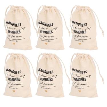 Imagem de ZJchao Sacos de Presente de Despedida de Solteiro, 6 Peças, Cordão, Linho, Lembrancinhas, Bolsas para Casamento, chá de Panela, Sacos Reutilizáveis (MEMÓRIAS DE RESSACA)