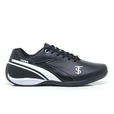Imagem de THOWS Chuteira Masculina Futsal, Material Sintético e Têxtil, Acolchoada, Resistente, Casual Esportivo, Adulto (Preto Com Branco, BR, Adulto, Numérico, 38)