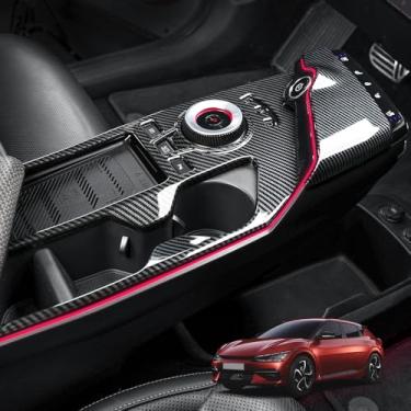 Imagem de Cnaurda Painel de mudança de marchas do console central e acabamento da moldura do suporte de copo de água, adesivo decorativo de painel antiarranhões compatível com Kia EV6 2022 2023 2024 2025 2026