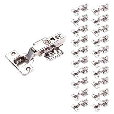 Imagem de Kit 20 Dobradiças Reta 35mm Amortecedor Porta Armário Calço Fixo - Openfield