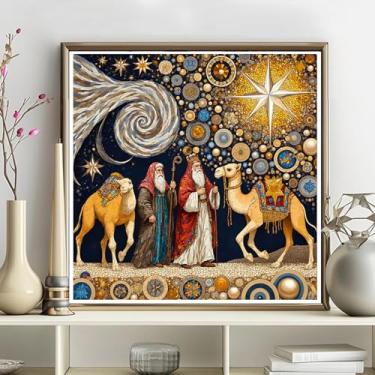 Imagem de Kits de arte de diamante 5D para adultos - Kits de pintura de diamante de Cristo DIY, broca redonda completa - Artesanato de ponto cruz bordado de cristal para decoração de parede, presentes de Natal