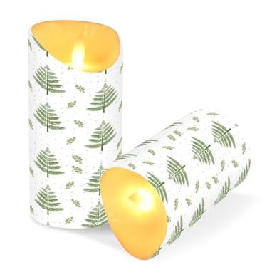 Imagem de Blueangle Pacote com 2 velas de árvore de Natal sem chama com controle remoto e temporizador, velas LED cintilantes (7,6 cm x 15 cm) para decoração de casa, casamento, acampamento (654)