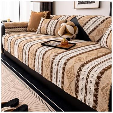 Imagem de SPXMQSS Capa de sofá antiderrapante para sofá seccional, capa de sofá universal de chenille macio 1 2 3 4 lugares protetor de móveis para sala de estar E 110 x 240 cm