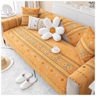 Imagem de SPXMQSS Capa de sofá antiderrapante, capa de sofá de chenille macia de 1/2/3/4 lugares, capas de sofá secionais, capas de sofá em forma de L, protetor de móveis B 45 x 45 cm