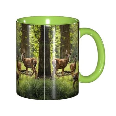 Imagem de Zeraoke Nature Wild Animal Deers Print Canecas de café criativas, personalizadas, presente para família, tamanho de 325 ml, unissex