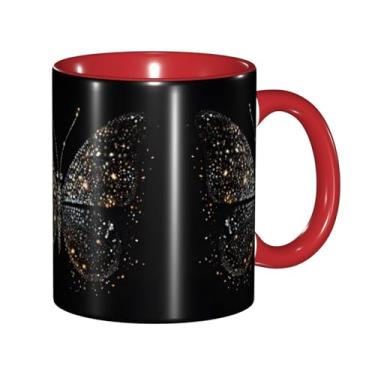 Imagem de Zeraoke Canecas de café criativas com estampa de borboletas de strass, personalizadas, presente para a família, tamanho de 325 ml, unissex