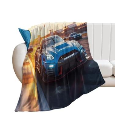 Imagem de HouLaiZhe Cobertor Super Macio Flanela R35 Pista Esportiva Pôr do Sol Leve Cobertores de Refrigeração para Sofá-Cama Cadeira Sofá Carro Viagem ao Ar Livre Leve Quente 76 cm x 101 cm