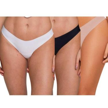 Imagem de Kit 3 Calcinhas Biquíni Sem Costura Liebe Free 301103, Multicor, GG