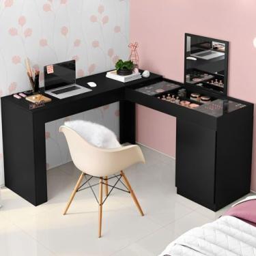 Imagem de Escrivaninha Penteadeira de Canto Princesa Mobler, Preto Fosco