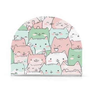 Imagem de Wassud Porta-guardanapos de acrílico de gato fofo de desenho animado, dispensador de guardanapo de papel moderno em forma de U para mesa, cozinha, sala de jantar, bancada 1 peça (comporta 50-60