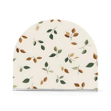 Imagem de Wassud Porta-guardanapos de acrílico com folhas, dispensador de guardanapos de papel moderno em forma de U para mesa, cozinha, sala de jantar, bancada 1 peça (comporta 50-60 guardanapos)