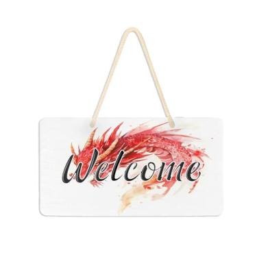 Imagem de Burbuja Placa de boas-vindas de cabeça de dragão para porta da frente, placa de boas-vindas de PVC para decoração de festas de fazenda, 15 x 28 cm