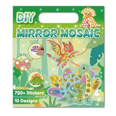 Imagem de Conjunto de Adesivo Mosaico com Tema Dinossauro para Crianças Produção DIY em Atividade Artesanato Criativo Cartões Adesivos Cordões Suspensão Desenvo