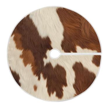 Imagem de CEBUGI Saia de árvore de Natal de 120 cm, tapete redondo macio com cordão, textura de couro bovino, saia de árvore para decoração de Natal, Halloween, férias em casa