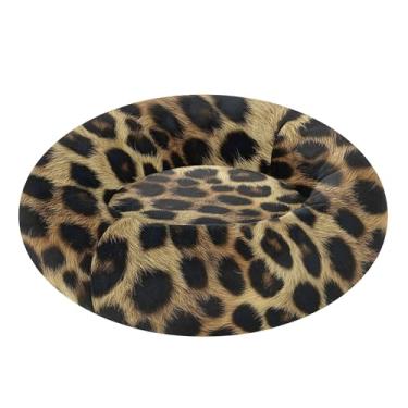 Imagem de SEHANY Cama de cachorro com estampa de leopardo, removível e lavável, pequena, redonda para gatos, cama fofa, super macia, confortável para animais de estimação com fundo antiderrapante para cães