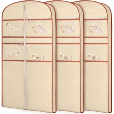 Imagem de Bolsa de roupa de 109 cm para viagem para pendurar roupas de armazenamento capa de terno com zíper e armazenamento de acessórios para casacos, vestidos, ternos