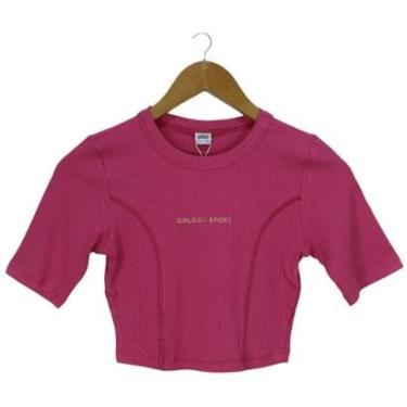Imagem de Cropped Colcci Slim Canelado Rosa Feminino-Feminino