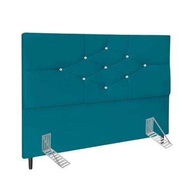 Imagem de Cabeceira Queen 160 Cm Virgínia Suede Azul Tiffany E Frame