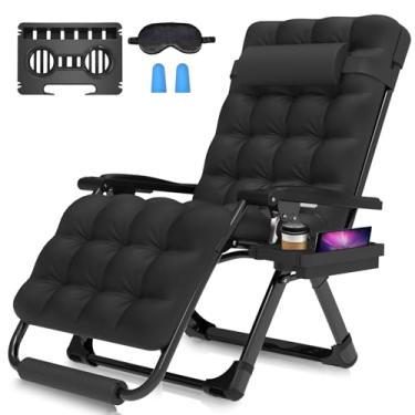 Imagem de Suteck Cadeira grande de gravidade zero, poltrona GG de 73 cm com almofada removível e encosto de cabeça, cadeira de acampamento reclinável com trava e apoio para os pés atualizados, poltronas