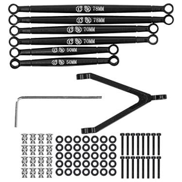 Imagem de CUOFYUNL Kit de haste de tração para carro RC Suporte de liga de alumínio Haste em formato de suporte para JT Gladiator AXI00005 1/24 RC Car (Preta)