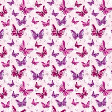 Imagem de Papel De Parede Adesivo Borboletas Lilas E Rosas Sala Quarto