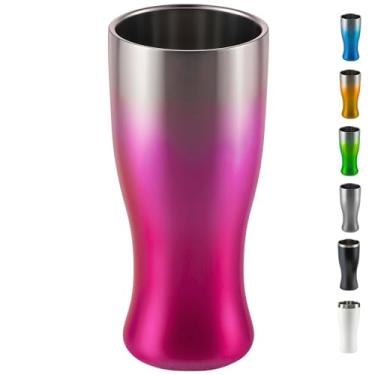 Imagem de Copo Térmico Cerveja Inox 450 ml - Gelada 4 horas, Parede Dupla Isolamento, Base Emborrachada (Roxo)