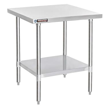 Imagem de DuraSteel Mesa de trabalho de aço inoxidável 76 x 76 cm – Mesa de metal NSF Commercial Prep – Suporte para forno de pizza ao ar livre com prateleira – Cozinha Island Lavanderia Utilitário Garagem