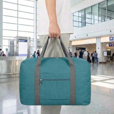 Imagem de Bolsa de viagem leve e dobrável – Mala de mão compacta para viagens noturnas, bolsa unissex para fim de semana, Verde, Esportes