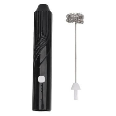 Imagem de Espumador de leite portátil, máquina elétrica de espuma de leite de aço inoxidável, batedor elétrico para café, bebidas, sorvete (preto)