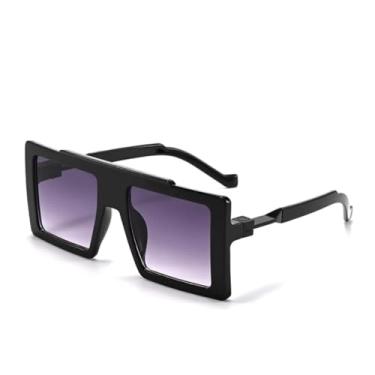 Imagem de Óculos de Sol Femininos Retro com Armação Grossa e Degradê, Luxo e Versáteis para Homens e Mulheres, Proteção UV400 (Preto e Cinza)