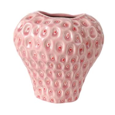 Imagem de Ｂｅｓｇａ Vaso de mesa em formato de morango, vaso para plantas, arranjo de flores, decorativo para entrada e sala de estar, Pink M