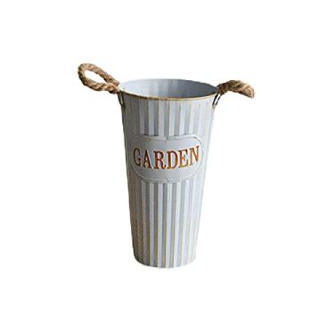 Imagem de Jectse Balde de Flores Secas de Ferro, Vaso de Chão Estilo Americano Vintage para Decoração de Casa Com Construção de Metal Resistente, Adequado para Pátio de Casamento Interno e (B)