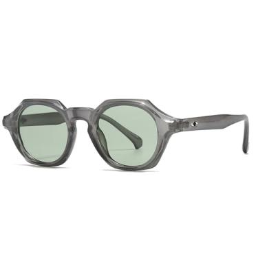Imagem de Óculos de sol Rivet Small Frame Punk Gradient para homens e mulheres, ideais para esportes ao ar livre como corrida e ciclismo, na cor verde.