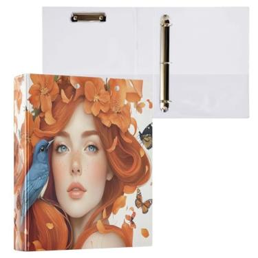 Imagem de Autumn Lady Orange Prancheta de 3 anéis com fichário de bolsos, 3 anéis, 27 x 31,5 cm, material escolar