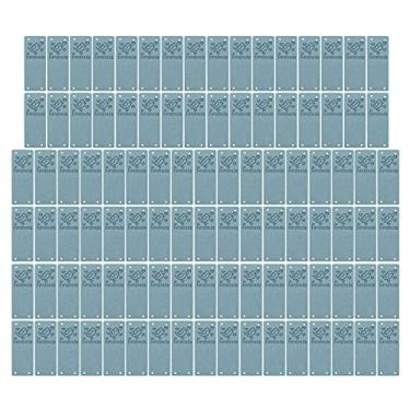 Imagem de SIWOTED 100 peças etiqueta de couro PU cor de pássaro feita à mão Soft 4 furos acessórios DIY úteis para carteira Chapéu (Azul)