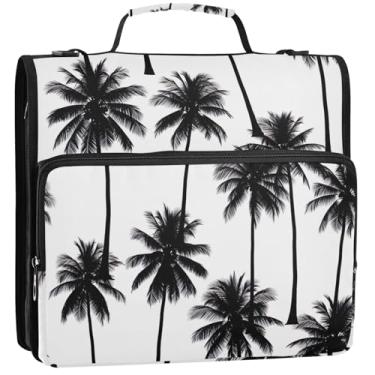 Imagem de Fichário organizador de fichários brancos de 3,8 cm com zíper e alça de ombro para portfólio de estudantes escolares e porta-pastas, 34,5 x 31,5 x 9 cm