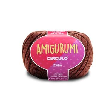 Imagem de Linha Fio Amigurumi Círculo 125g 254m 100 Algodão Mercerizado Crochê Tricô Artesanato Colorido (7569 - BRIGADEIRO)