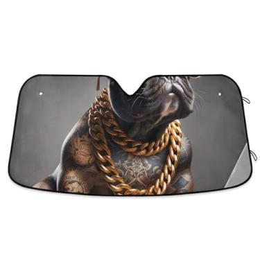 Imagem de Toldo de para-brisa de carro personalizado para cães franceses bonitos retráteis dobráveis persianas de carro de caminhão para protetor de janelas dianteiras L, 144,8 cm x 80 cm