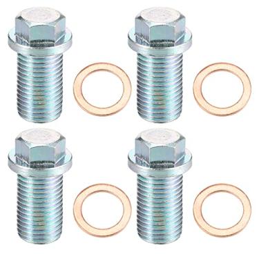 Imagem de X AUTOHAUX Conjunto de 4 plugues de drenagem de óleo de motor de carro M14x1.5 com arruela A1119970330 para Mercedes-Benz C320 2001-2005 Aço Prateado