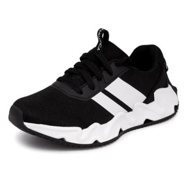 Imagem de Nautica Tênis de corrida infantil | Sapatos confortáveis para meninos e meninas | Tamanhos para crianças grandes e pequenas - (Lace-Up/Bungee) Manalapin, Preto, branco ondulado, 18