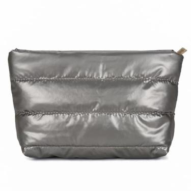 Imagem de DSDFIDn Bolsa de maquiagem pequena inchada para mulheres, bolsa de cosméticos, bolsa organizadora de higiene pessoal, Hgl-cinza prateado