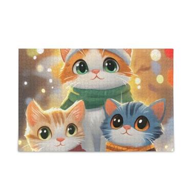 Imagem de 500 peças de quebra-cabeças aconchegantes de inverno com brilho de madeira e papel combinados para adultos